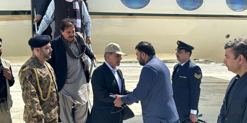 PM Shahbaz arrives in Quetta on an emergancy visit