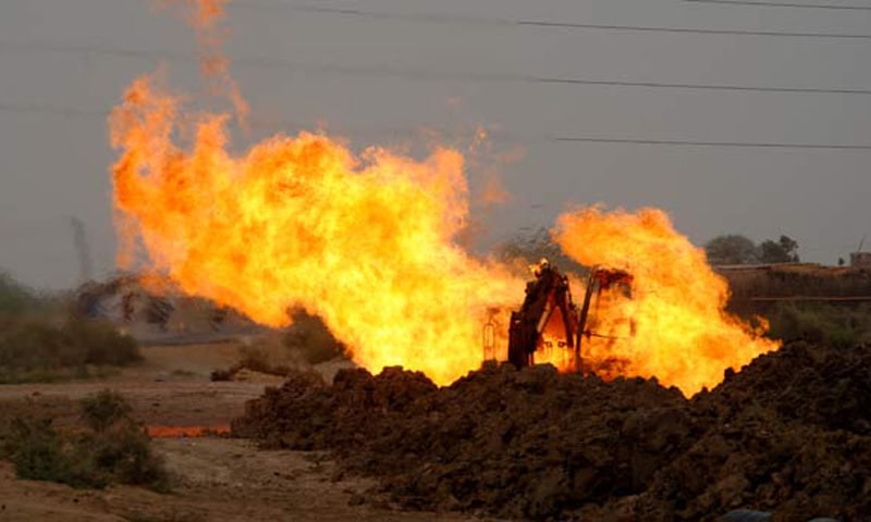 Sui gas pipeline blown by BLA terrorists in Dera Murad Jamali and Sui
