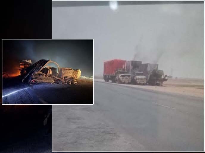 Terrorists set fire to truck in Dalbandin's Peshak area over extortion refusal