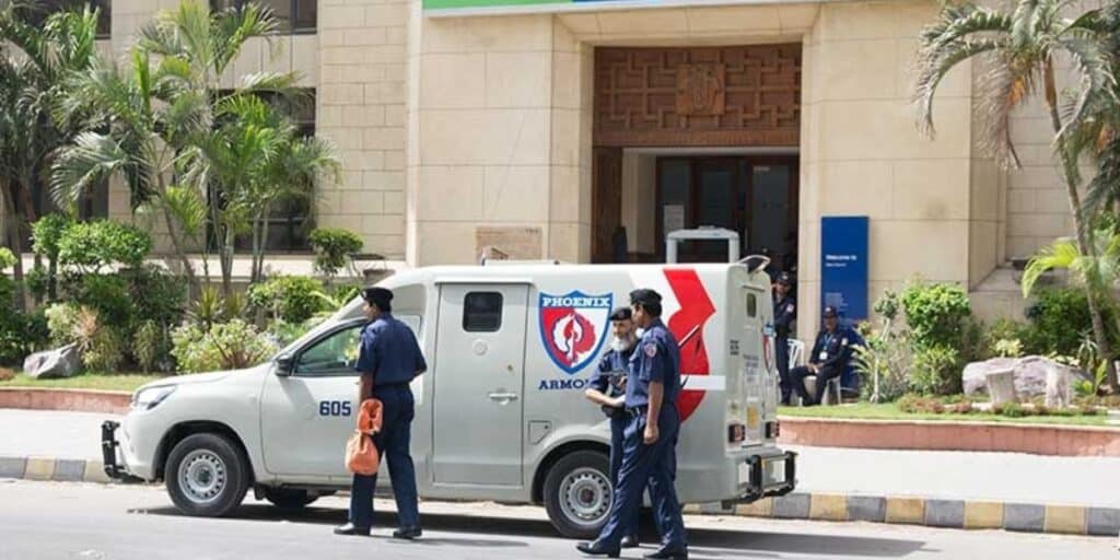 The robbers looted millions of rupees from a cash van