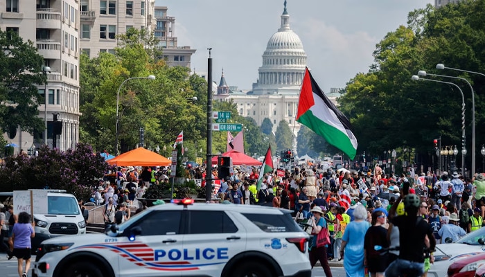 Washington, DC, residents protest against Trump's troop deployment to the city