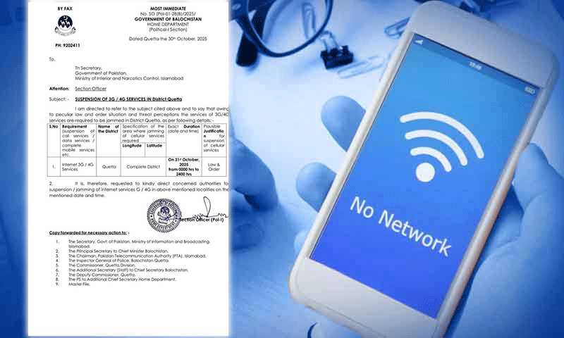 Balochistan suspends internet services in Quetta over security concerns