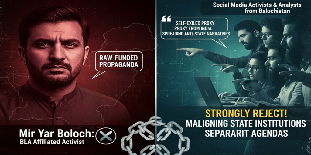 RAW-funded BLA mouthpiece Mir Yar Baloch continues anti-state propaganda