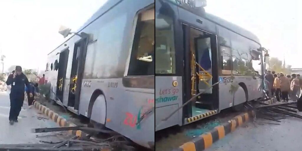 Driver, Three Women Injured as Peshawar BRT Bus Crashes Into Barrier