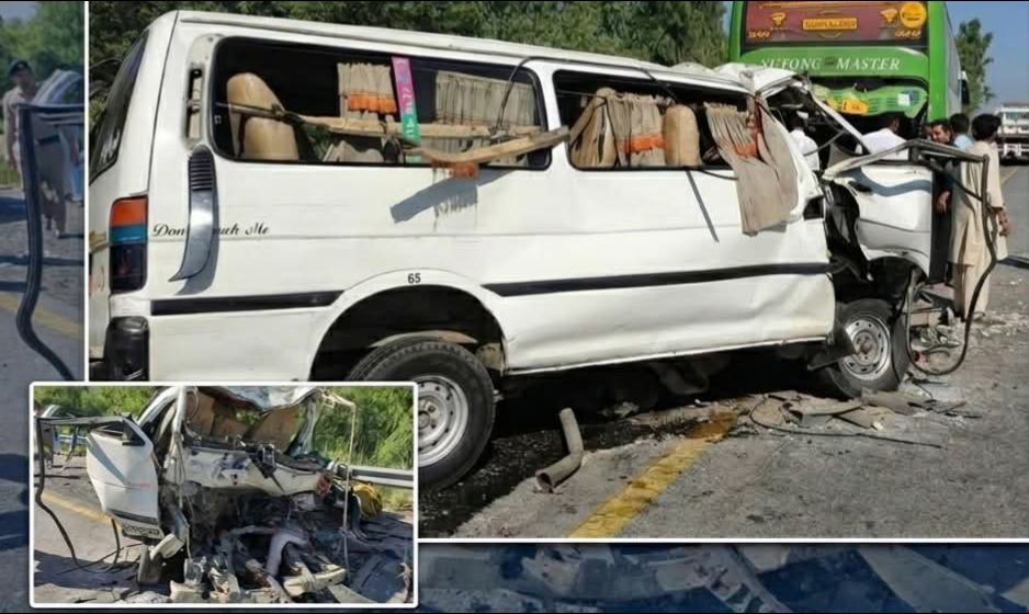 Van-Bus Collision Kills 16 in Mardan Near Swat Motorway