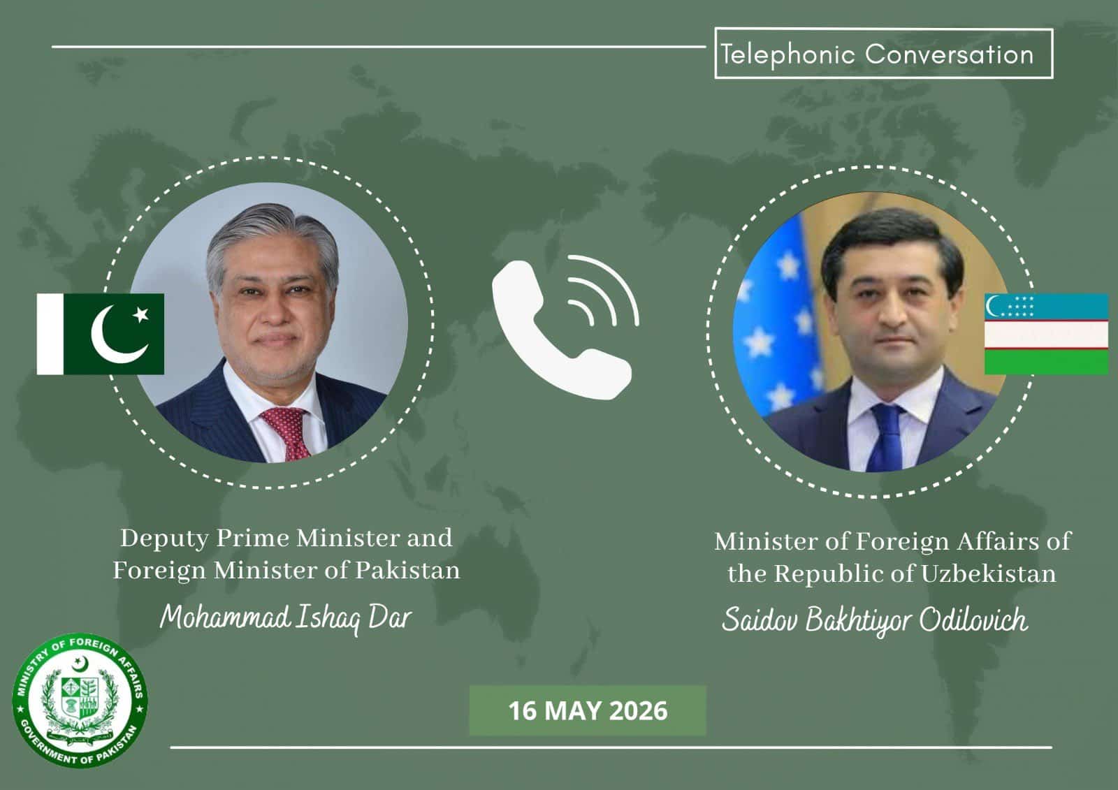 Ishaq Dar, Uzbek FM Discuss Bilateral Ties, Regional Situation in Phone Call