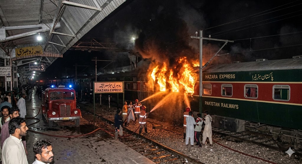 Fire Breaks Out in Hazara Express at Rohri Station