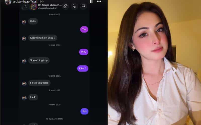 Arobah Mirza Alleges Unwanted Messages by Saqib Chadhad