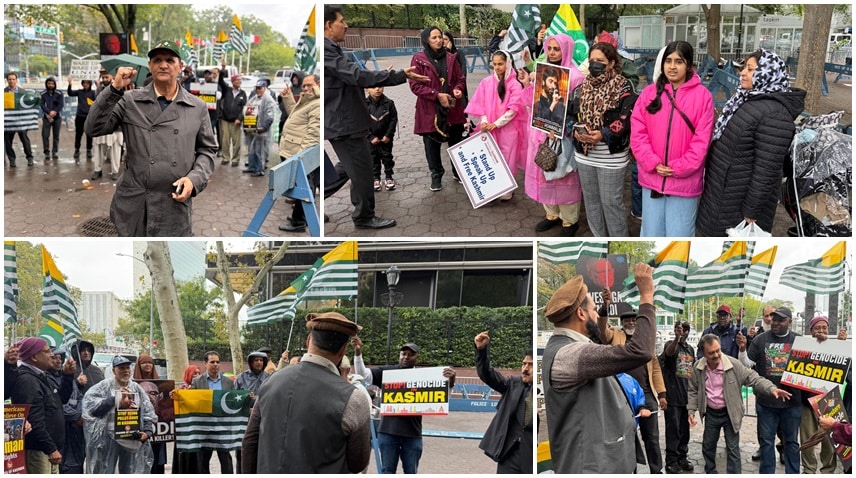 Kashmiri-American community protest in New York over Kashmir issue